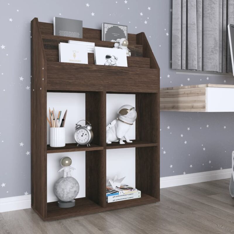 foto del prodotto portariviste per bambini rovere fumo 71x30x114 cm multistrato vidaxl