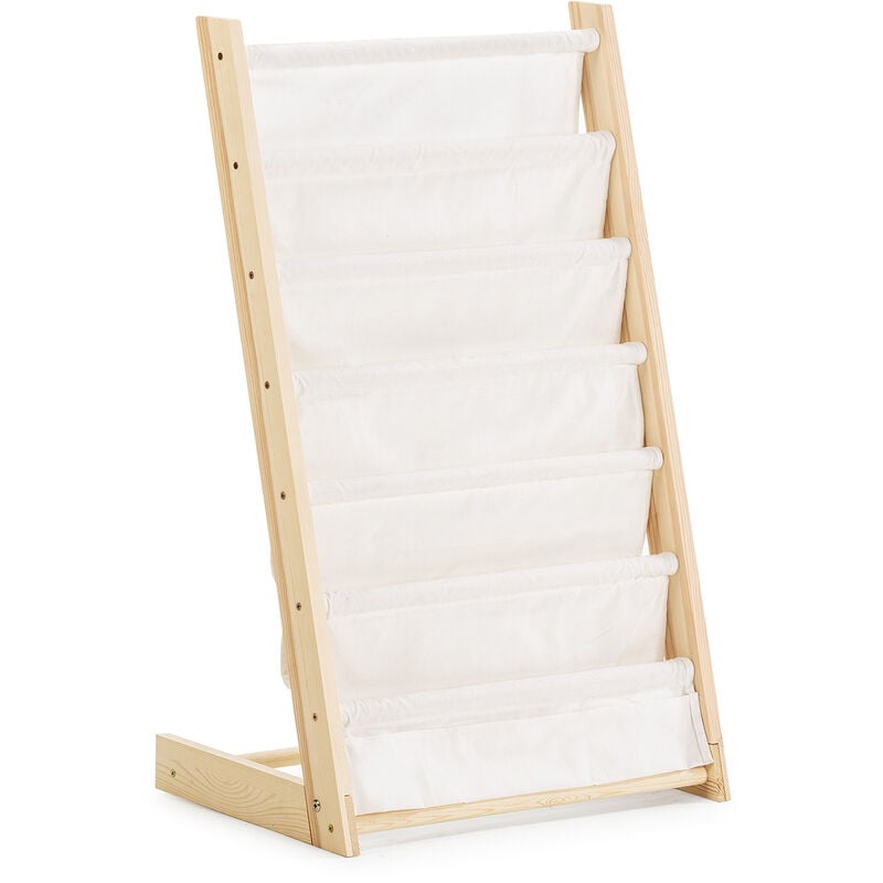 foto del prodotto portariviste rui in tessuto e legno a 6 scomparti