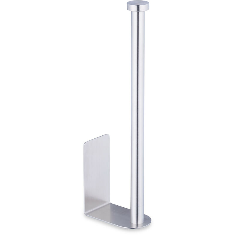 foto del prodotto portarotoli carta igienica autoadesivo a muro, porta ricambio rotolo, 26x4,5x7,5 cm, acciaio inox, argentato relaxdays
