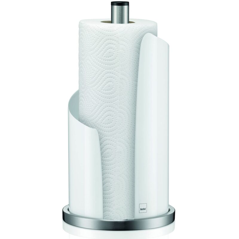 foto del prodotto portarotoli da cucina, verticale, per rotoli spessi, portarotoli da cucina alto 33,5 cm, stella, acciaio inox bianco kela