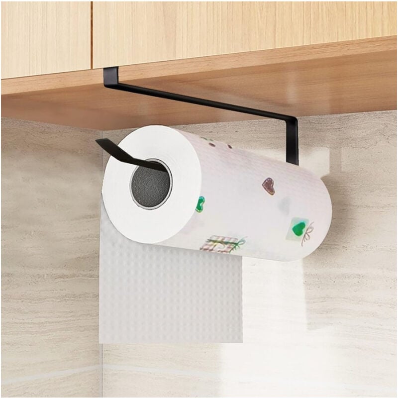 foto del prodotto portarotolo 27cm sottopensile senza forare per cucina bagno porta asciugamano nero trade shop traesio