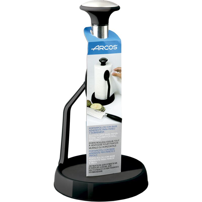foto del prodotto portarotolo arcos forza 793100 in acciaio inox abs con base antiaderente 280 mm 150 mm in scatola