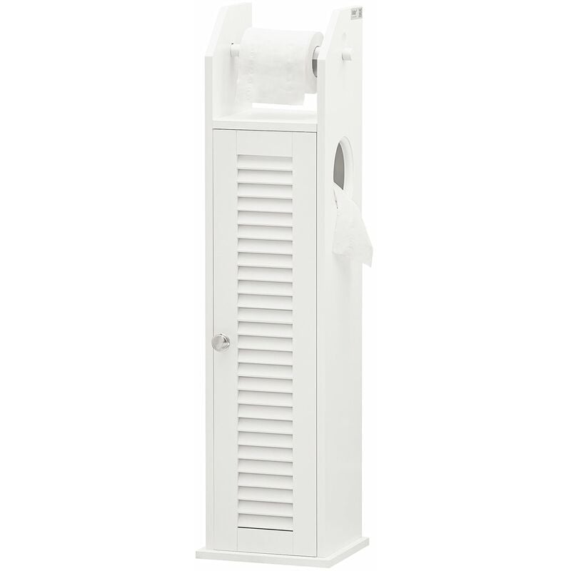 foto del prodotto portarotolo autoportante, mobiletto del bagno, piantana portarotolo e portascopino 2 in 1, mobiletto laterale, bianco, 20x18x79cm, bzr49 w sobuy