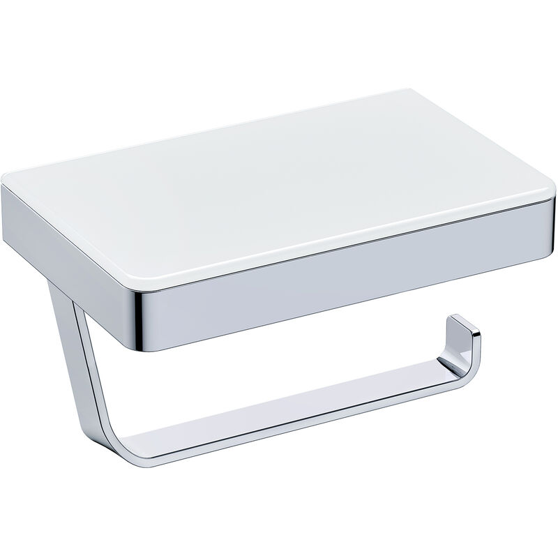 foto del prodotto portarotolo carta igienica g501 acciaio inossidabile con ripiano in vetro