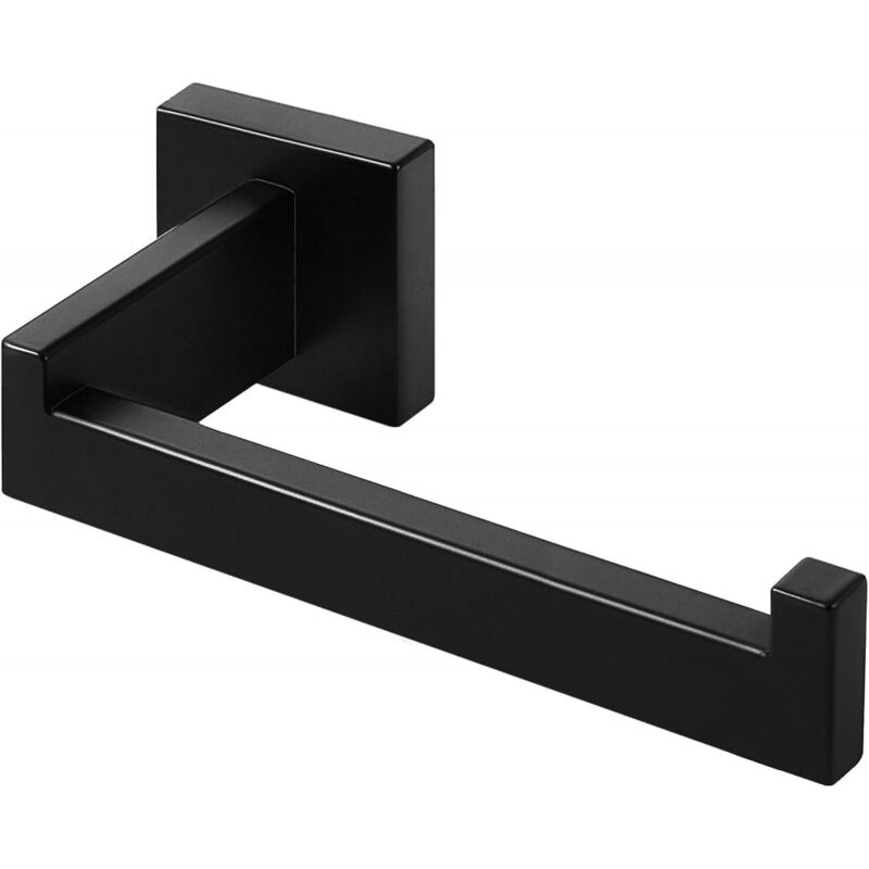 foto del prodotto portarotolo carta igienica nero, portarotolo in acciaio inox, portarotolo carta igienica per bagno e cucina quadrato bebusingoto