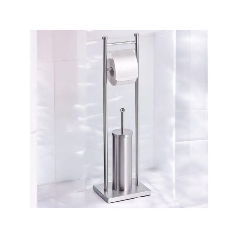 foto del prodotto portarotolo con scopino e porta scopino in acciaio accessori bagno wc art.59966