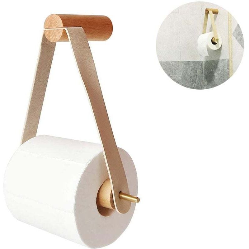 foto del prodotto portarotolo creativo in legno per bagno, dispenser di carta igienica, porta rotolo di carta igienica, accessori per il bagno bianco 
