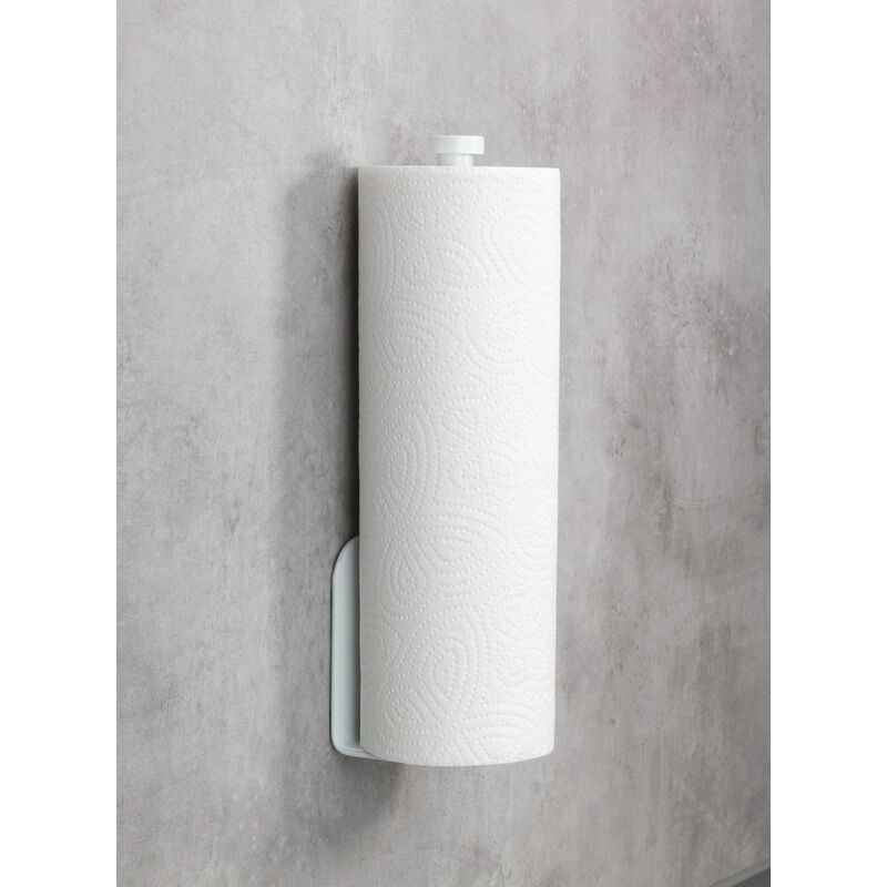 foto del prodotto portarotolo da cucina nio bianco, autoadesivo, montaggio senza foratura, bianco, alluminio bianco wenko