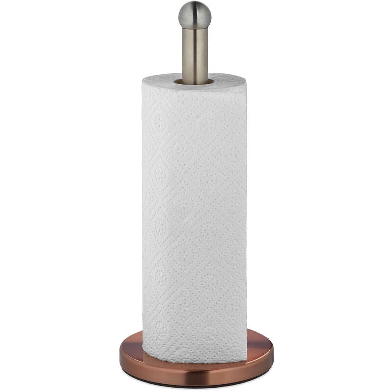 foto del prodotto portarotolo da cucina, porta rotolone carta assorbente da casa, acciaio inox, hxd 35x15 cm, argentato bronzato relaxdays