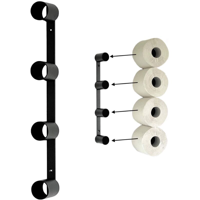 foto del prodotto portarotolo da muro nero metallo 4 supporti invisibile portarotolo da toilette portarotolo da toilette portarotolo da wc portarotolo di ricambio