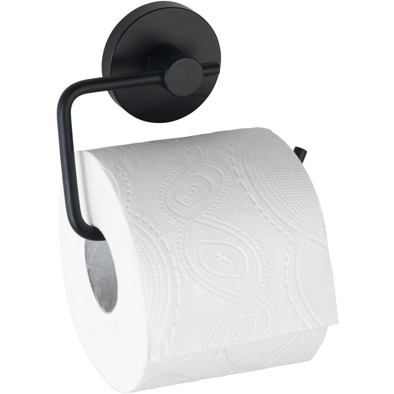 foto del prodotto portarotolo da parete nero milazzo, portarotolo da parete senza fori vacuum loc plus , riposizionabile senza lasciare tracce, acciaio verniciato,