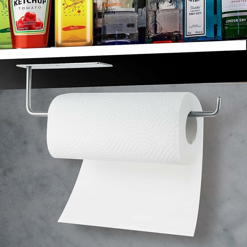foto del prodotto portarotolo di carta assorbente, portarotolo di carta da cucina in acciaio inossidabile, con o senza fori, facile da installare guazhuni