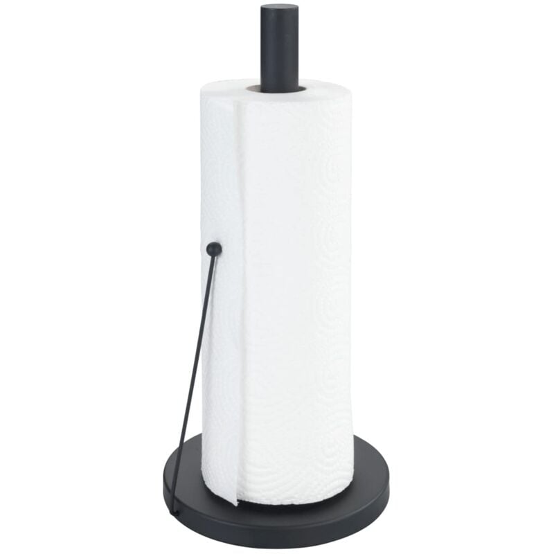 foto del prodotto portarotolo di carta clayton, portarotolo nero black outdoor kitchen per comuni rotoli da cucina, supporto indipendente in metallo verniciato a