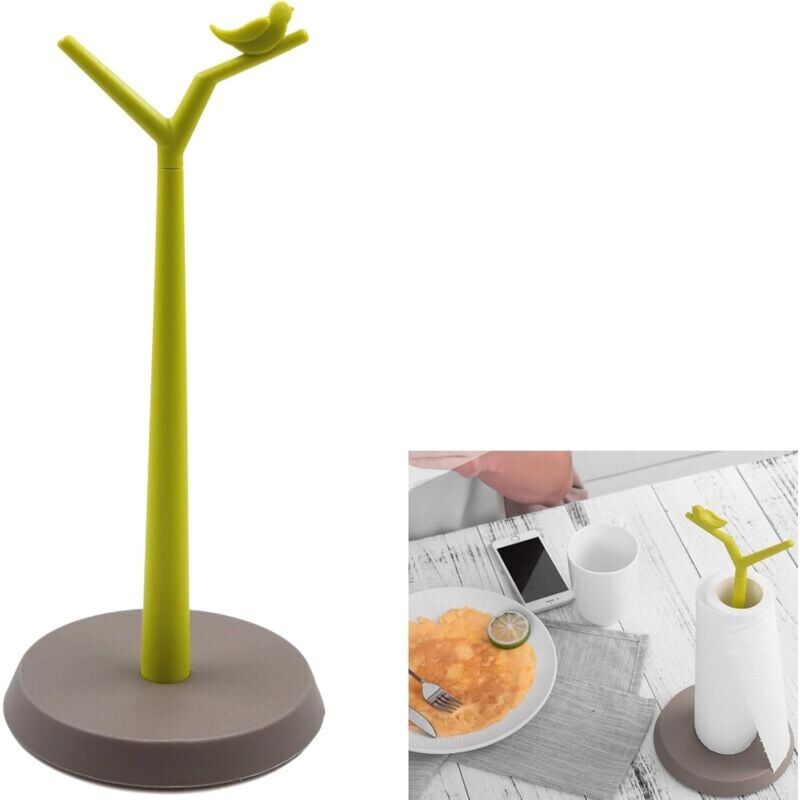foto del prodotto portarotolo di carta da cucina verde 1 pezzo portarotolo di carta da cucina verticale con fondo antiscivolo decorazione a forma di uccello adatto