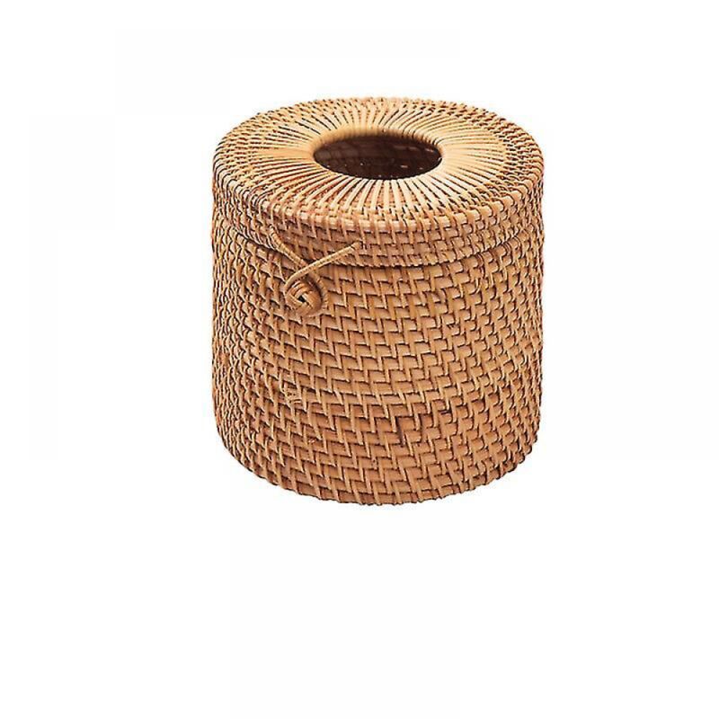 foto del prodotto portarotolo di carta igienica a cilindro in rattan portarotolo di carta igienica decorativo in vimini intrecciato, portarotolo di carta igienica