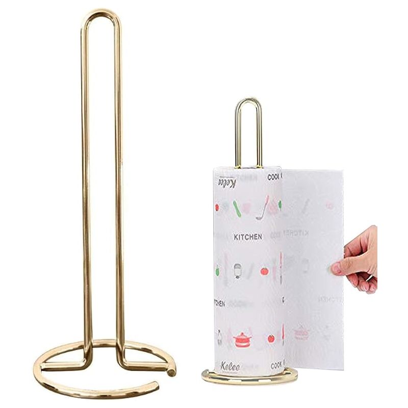 foto del prodotto portarotolo di carta, portarotolo da cucina portatile, portarotolo verticale in acciaio dorato, dispenser di carta igienica per cucina, soggiorno,