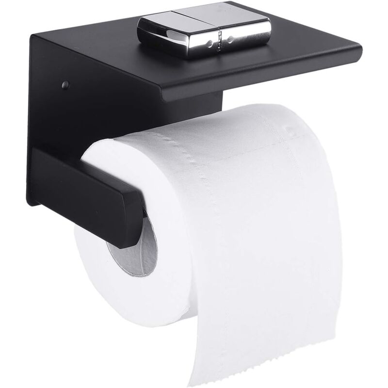 foto del prodotto portarotolo in acciaio inox, con coperchio sulla parte superiore, portarotolo di carta a doppio uso con fori e senza fori, con viti adesive, adatto