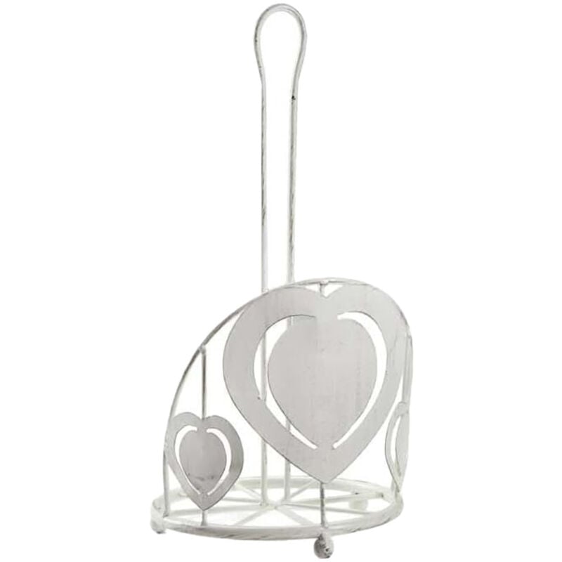 foto del prodotto portarotolo in metallo bianco con cuore 25 x 36cm stile shabby