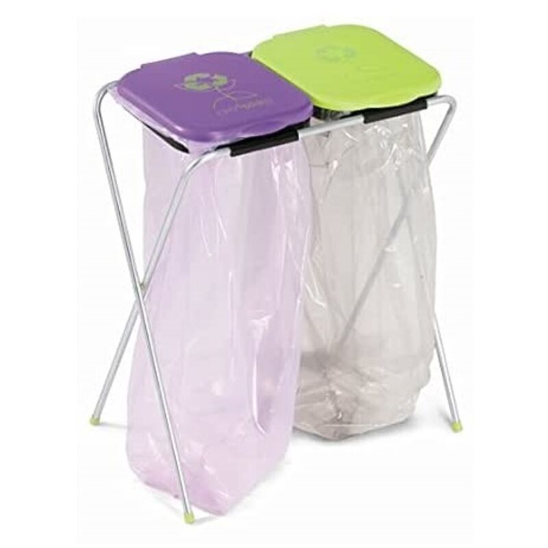 foto del prodotto portasacchi raccolta differenziata a 2scompartimenti con coperchi