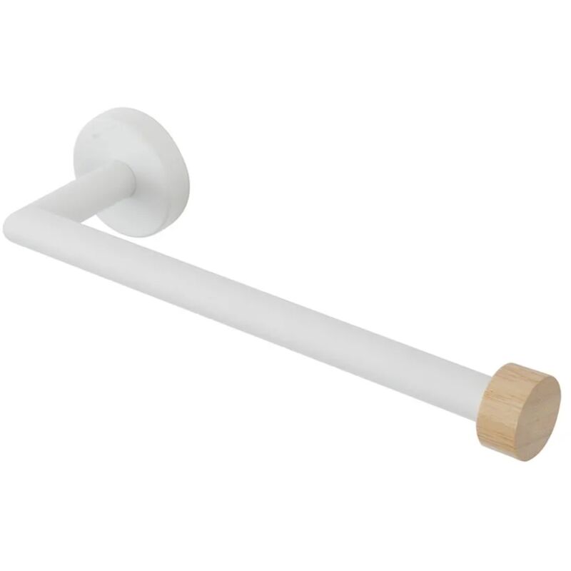 foto del prodotto portasalviette bagno a muro 25 cm bianco in acciaio e bamb haiti