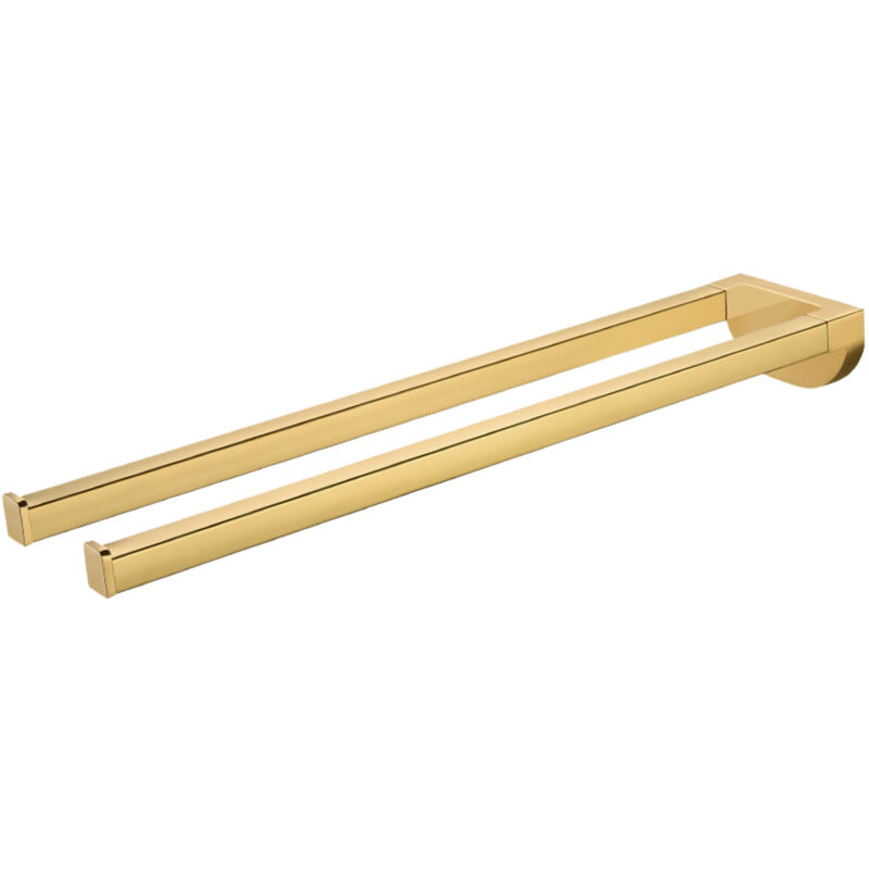 foto del prodotto portasalviette in acciaio inox a due bracci, gancio a muro per bagno e cucina, oro