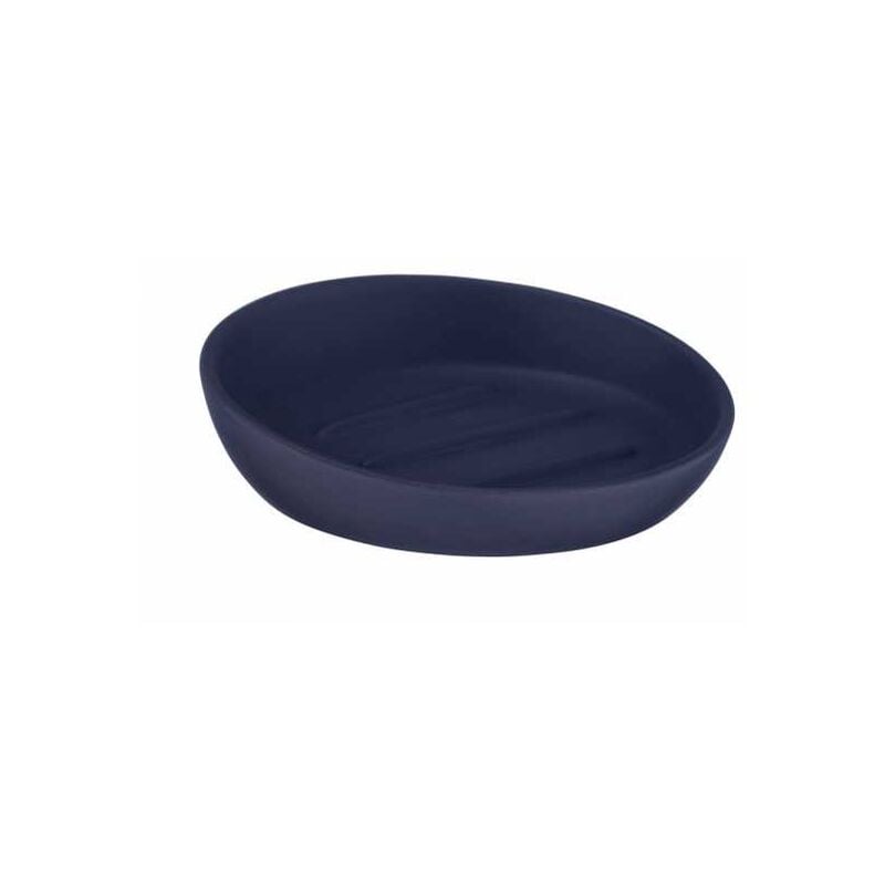 foto del prodotto portasapone badi blu, perfetto per il gel doccia senza confezione o lo shampoo solido, in ceramica di alta qualit , superficie opaca, piattino per