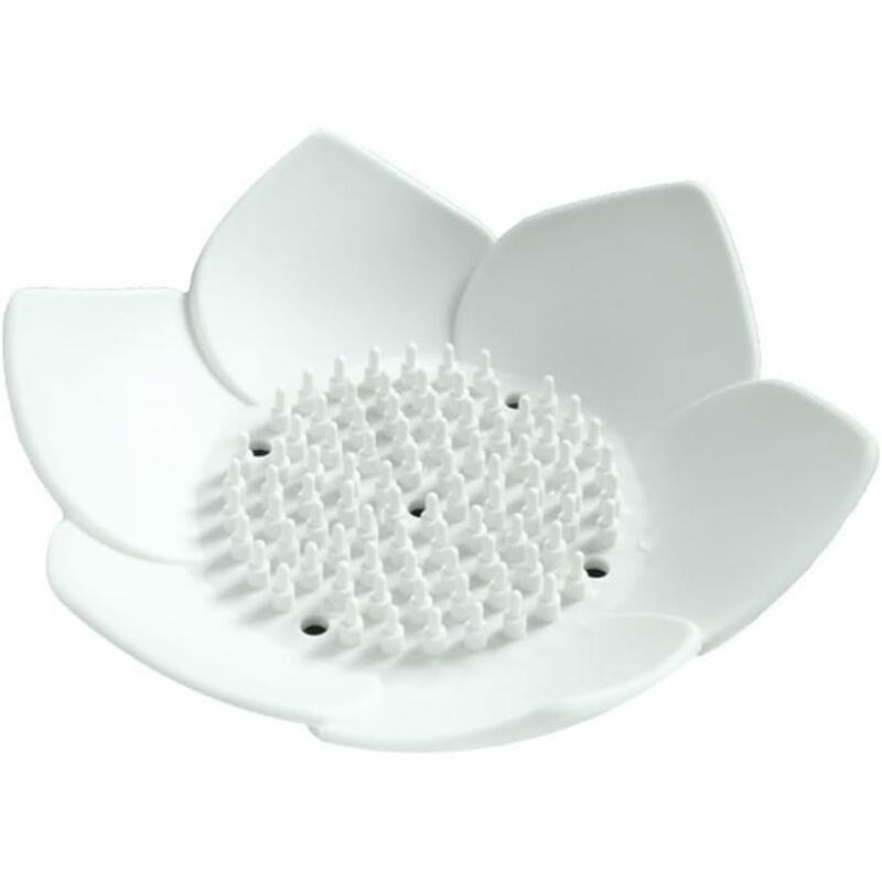 foto del prodotto portasapone con gocciolatoio, portasapone da bagno per doccia, portasapone in silicone per lavello della cucina. salvasapone a forma di fiore per