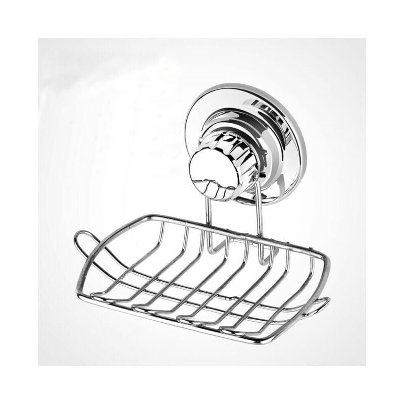 foto del prodotto portasapone con ventosa in argento, portasapone in acciaio inox 304, portaspugna, mensola resistente per bagno e cucina, senza foratura