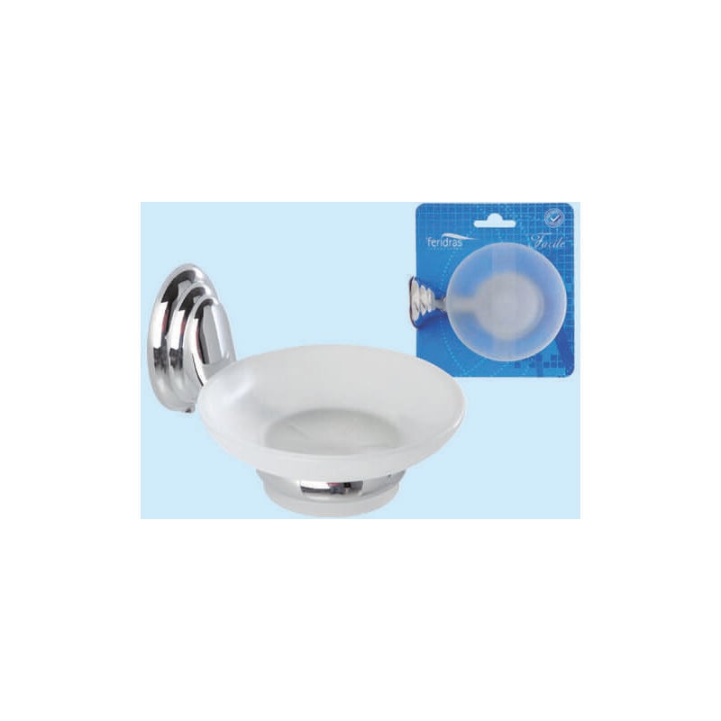 foto del prodotto portasapone cromato con piattino in vetro accesori per il bagno arredo bagno