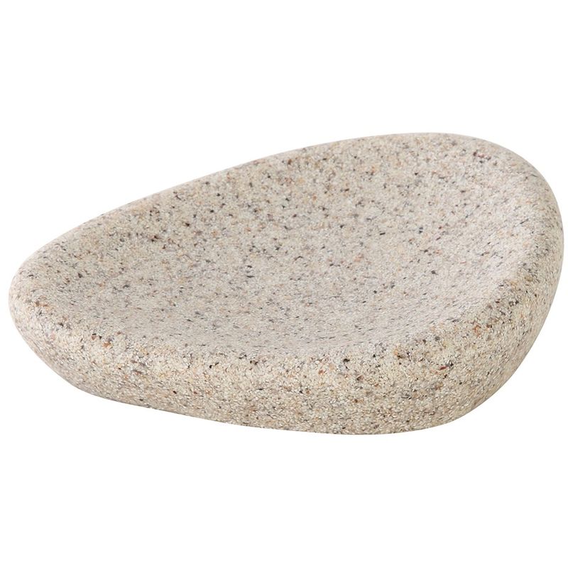 foto del prodotto portasapone da appoggio in poliresina sabbia effetto pietra stone