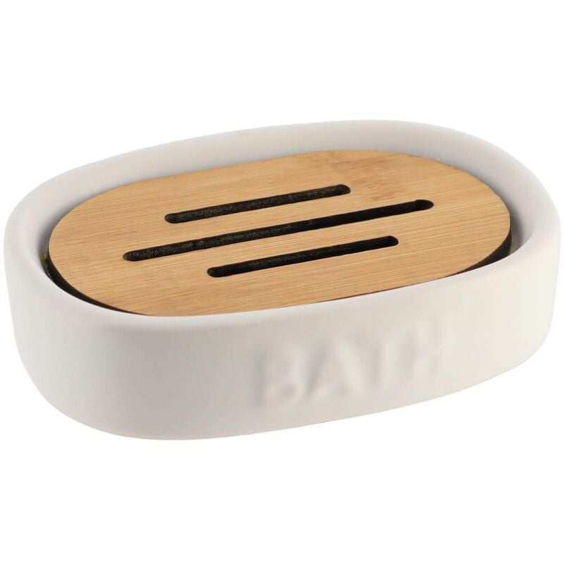 foto del prodotto portasapone da bagno in dolomite bamb bianco tendance