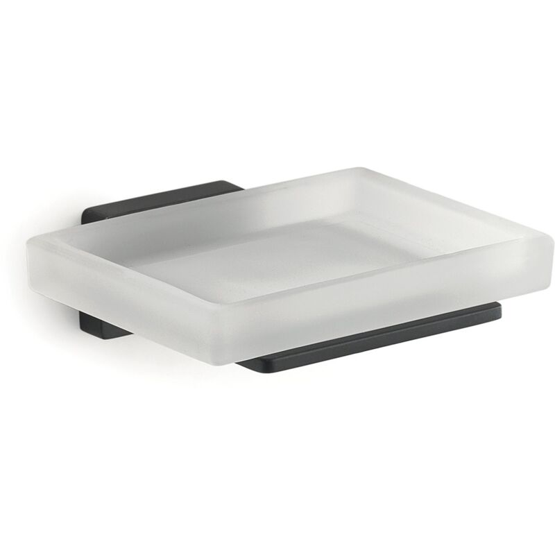foto del prodotto portasapone da muro in acciaio inox e cromall 4411 gedy serie atena nero opaco
