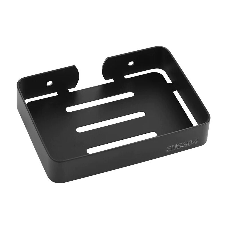 foto del prodotto portasapone da parete in acciaio inox nero con viti, portasapone resistente per saponette, portasapone elegante per doccia, bagno, cucina, lavandino,