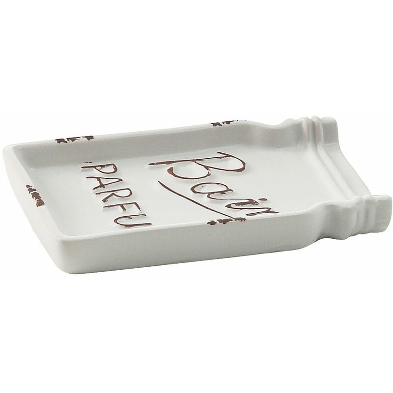 foto del prodotto portasapone in ceramica bianca decorata da appoggio cindy