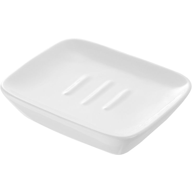 foto del prodotto portasapone in ceramica bianco rettangolare da appoggio dublino