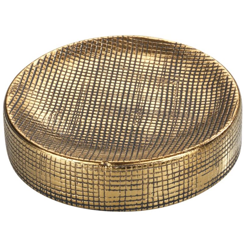 foto del prodotto portasapone in ceramica, portasapone rotondo rivara, ceramica con rilievi dipinti a mano, 10 x 2,5 cm, dorato wenko