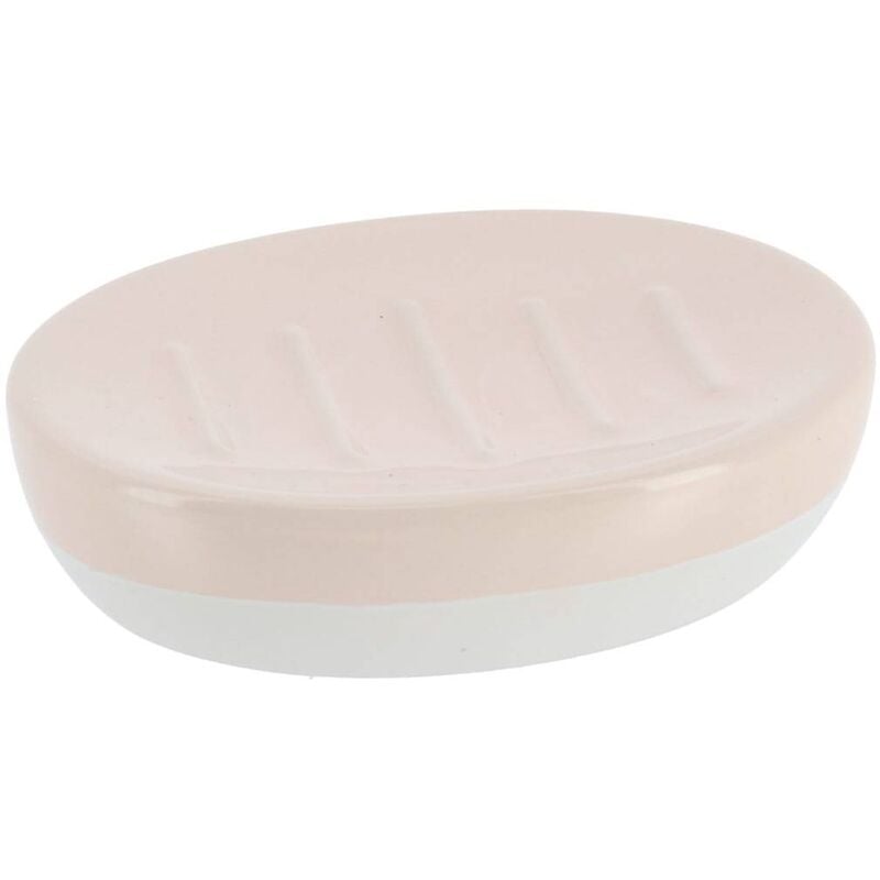 foto del prodotto portasapone in gres bicolore rosa cipria tendance