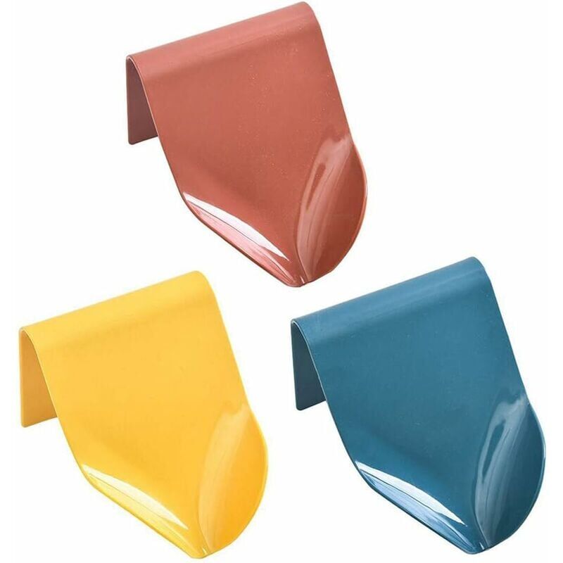 foto del prodotto portasapone in plastica, 3 pezzi portasapone autoadesivo, portasapone per cucina, per bagno, spugna da cucina, sapone, design filtro a imbuto blu,