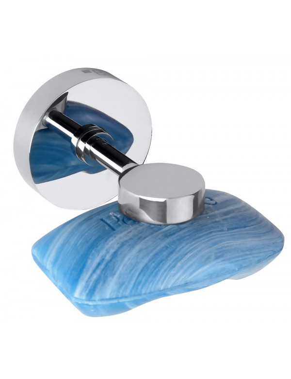 foto del prodotto portasapone magnetico da parete omega ottone cromato 14x5,5x12,5 cm