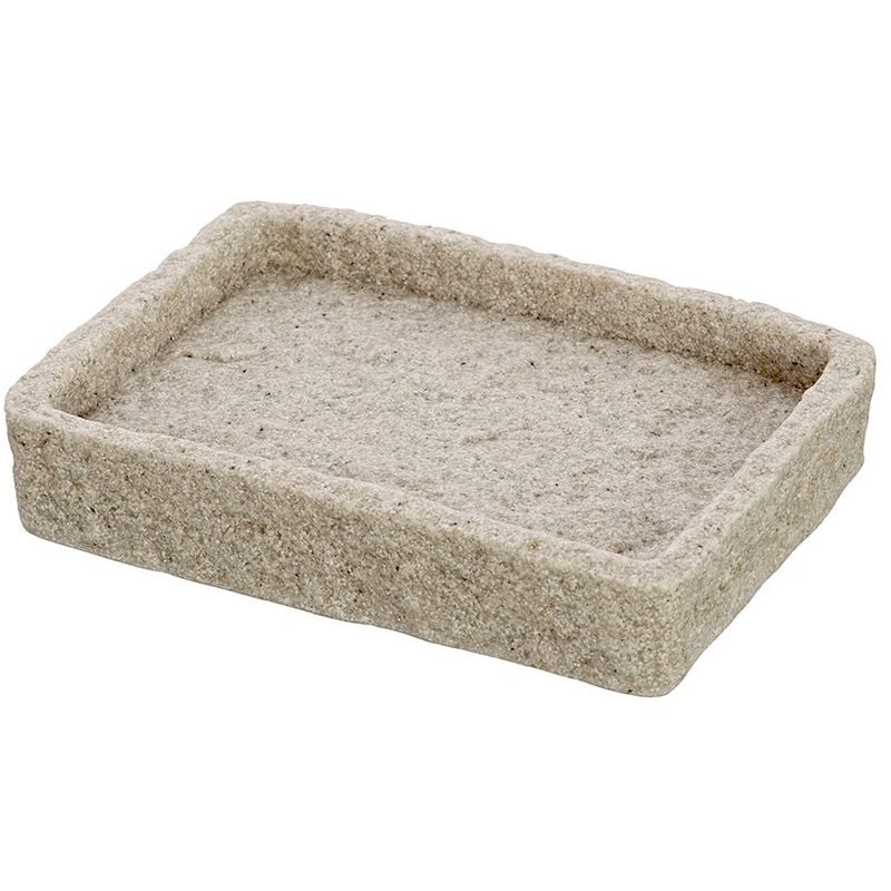 foto del prodotto portasapone moderno in resina beige d appoggio effetto pietra