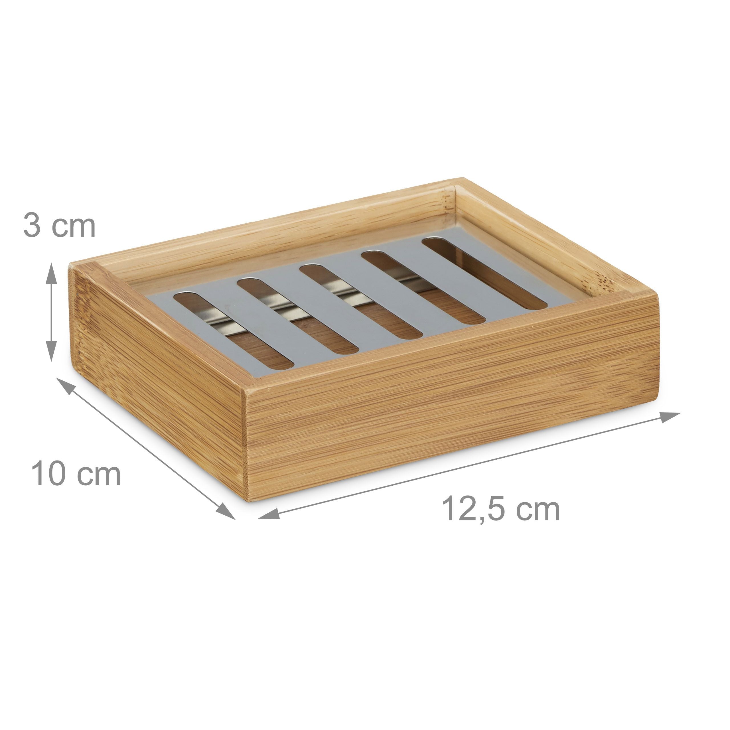 foto del prodotto portasapone rettangolare in bamb con griglia di supporto in acciaio inox per sapone naturale da bagno 13 0002237