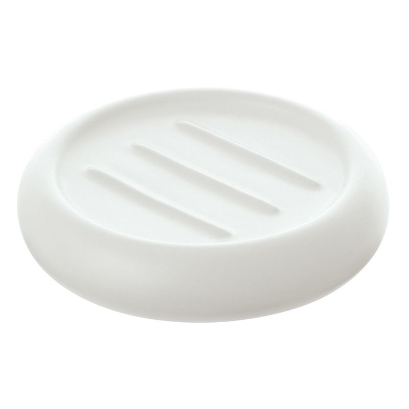 foto del prodotto portasapone tondo ceramica bianco da appoggio arredo bagno