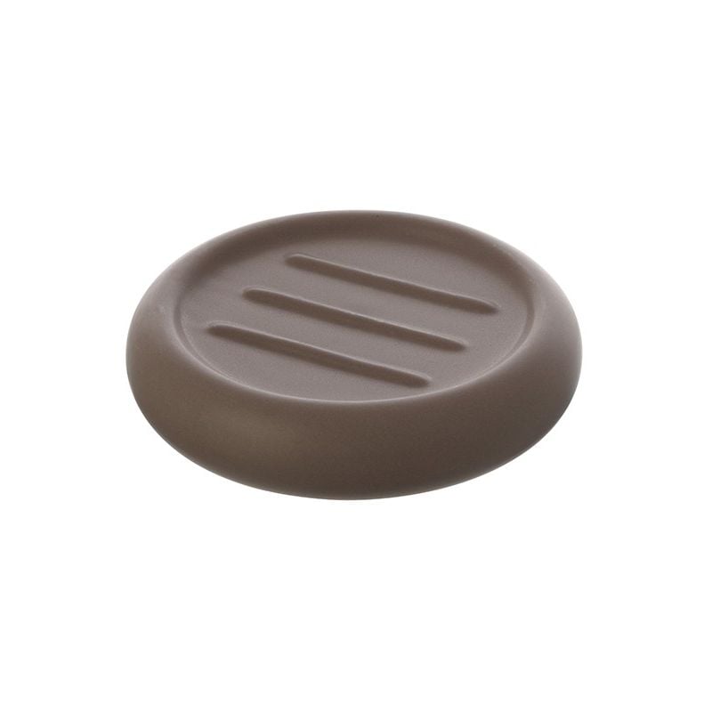 foto del prodotto portasapone tondo ceramica tortora da appoggio arredo bagno