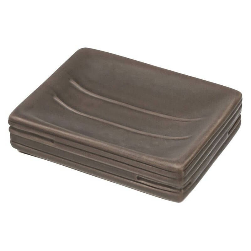 foto del prodotto portasaponetta piattino bagno ceramica grigio linea brik