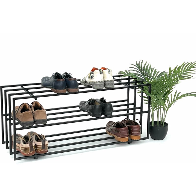 foto del prodotto portascarpe in metallo nero a 3 livelli 96552 portascarpe portascarpe moderno robusto armadio per scarpe solido scaffale dandibo