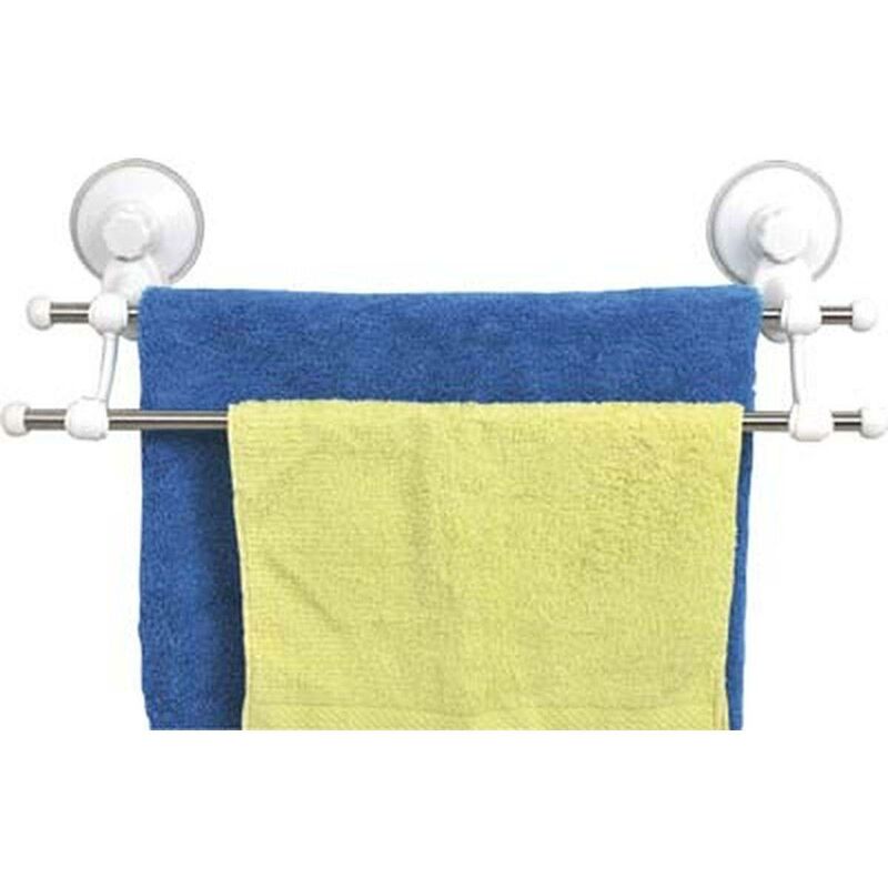 foto del prodotto portasciugamani 2 barre in acciaio inossidabile su ventose bianco tendance