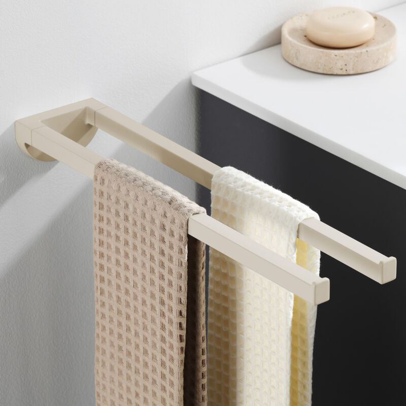 immagine 0 del prodotto portasciugamani a muro in acciaio inox a due bracci portasciugamani doppio 42 cm per bagno e cucina beige 