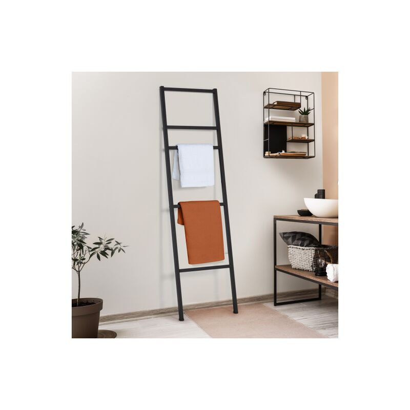 foto del prodotto portasciugamani a scala 5 livelli dallas metallo nero design industriale