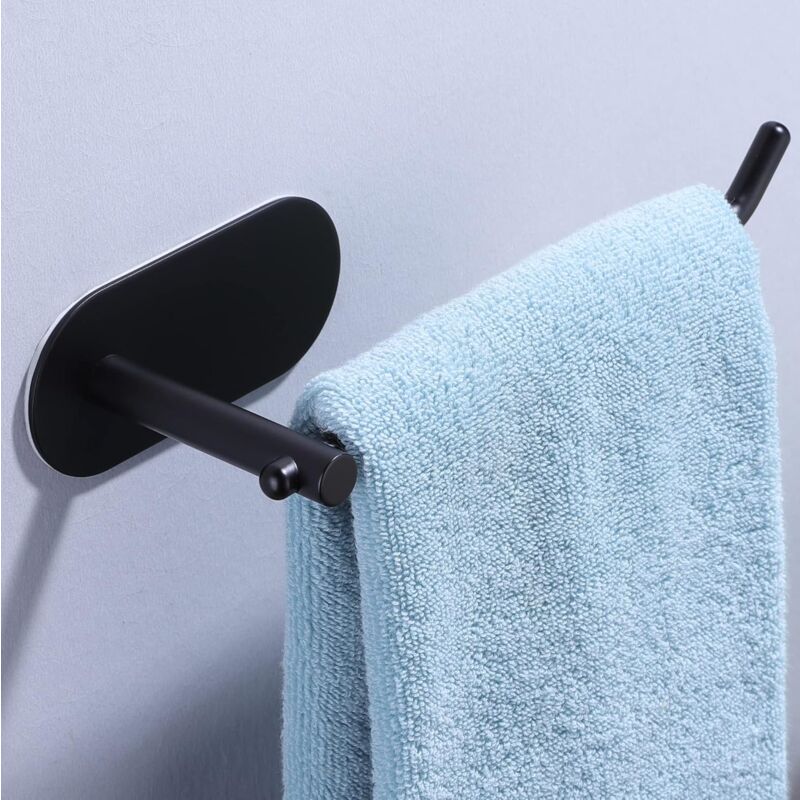foto del prodotto portasciugamani ad anello aperto nero portasciugamani autoadesivo per parete bagno, acciaio inossidabile sus304