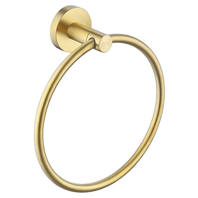 foto del prodotto portasciugamani ad anello in oro spazzolato diametro 16 cm portasciugamani moderno da parete in acciaio inossidabile